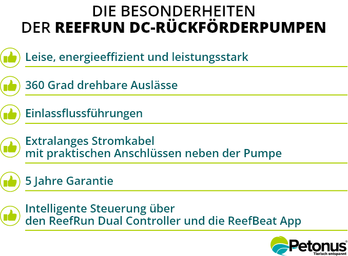 Red Sea ReefRun DC-Rückförderpumpe Besonderheiten